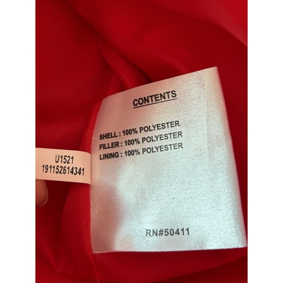Nine West  Women L Winter Red Hooded Puffer Jacket Outerwear Gold Zippers NEW - Picture 4 of 14